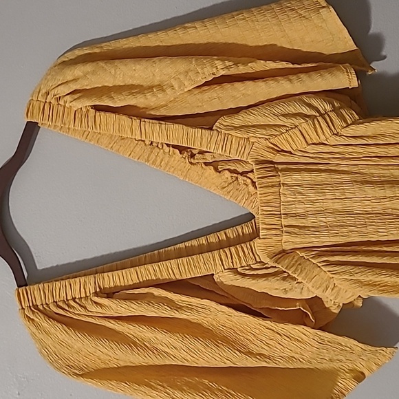 Womens Large Elegant Yellow Ruffle Tiered Long Maxi Dress Deep V-neck Backless - Picture 7 of 13